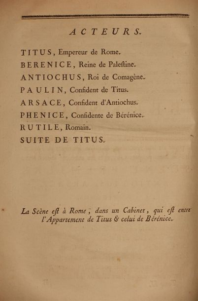 null Racine. Oeuvres (Bérénice, La Thébaïde...).
Deux tomes, reliure de l'époque...