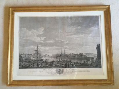 null D'après Joseph VERNET(1714-1789).
Vue du port de Dieppe
Gravure.
(Pliure, déchirure.)
Haut....