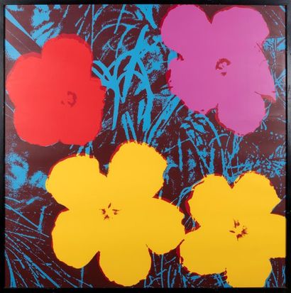 null D'après Andy Warhol.
Flowers (bleue, jaune et rouge).
Sérigraphie en couleurs...