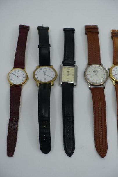 null Réunion de douze montres-bracelet en métal plaqué dont : Yema, Yves Meillon,...