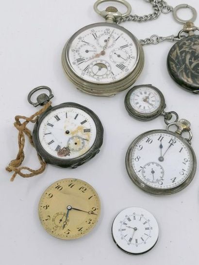 null Réunion de neuf montres à gousset en métal plaqué et un boîtier de montre SUIZEX.
(Vendues...