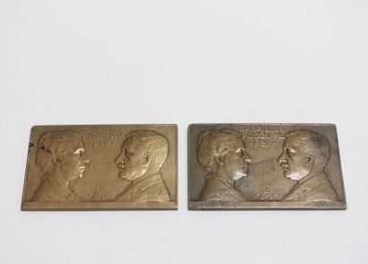 null Deux médailles commémoratives en bronze doré, 
Gabrielle Rodolphe Rey, 1921.
Haut....