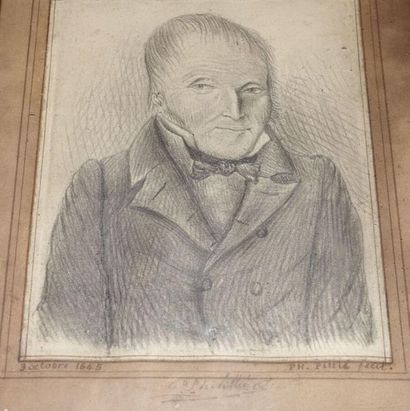 null École française du XIXe siècle.
Portrait d'homme.
Dessin à la mine de plomb,...