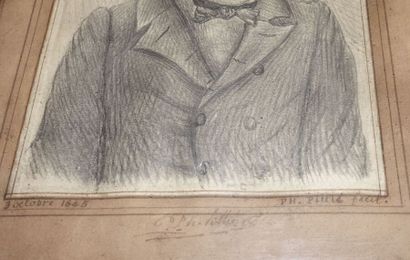 null École française du XIXe siècle.
Portrait d'homme.
Dessin à la mine de plomb,...