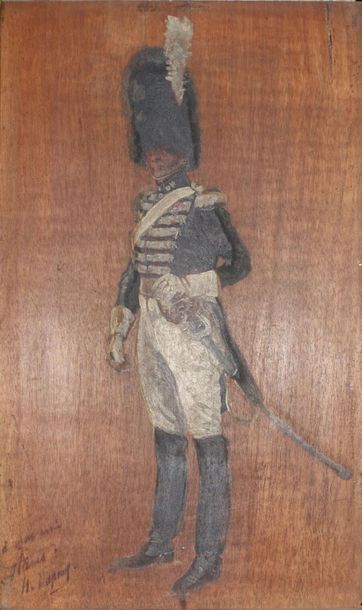 null Henri DUPRAY (1841-1909)
Grenadier à cheval de la garde royale
Huile sur panneau,...