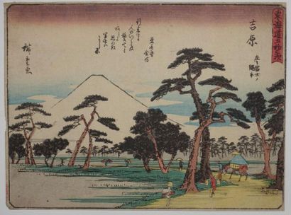 null Utagawa Hiroshige (1797-1858).
Thirty-one chuban yoko-e from the series "Tokaido...