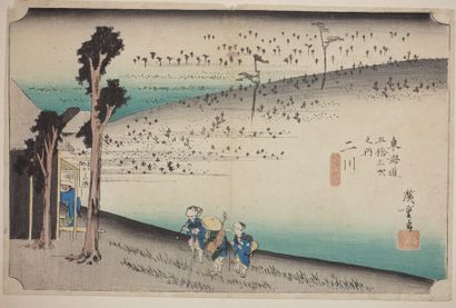 null Utagawa Hiroshige (1797-1858).
Oban yoko-e de la série " Tokaido gojusan tsugi...