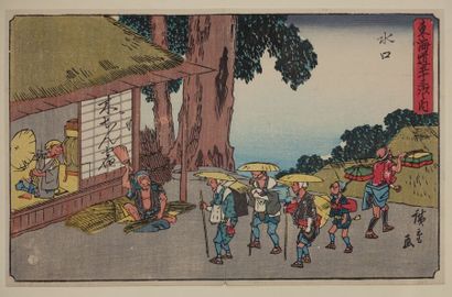 null Utagawa Hiroshige (1797-1858).
Aiban yoko-e de la série " Tokaido gojusan tsugi...
