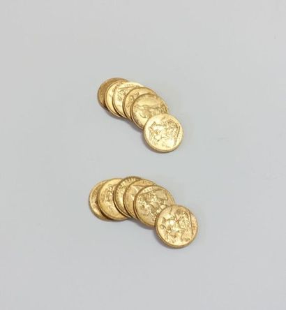 null Douze pièces de 20 FF en or.
Poids : 95,7 g.
# 

Frais acheteurs réduits à 10%...