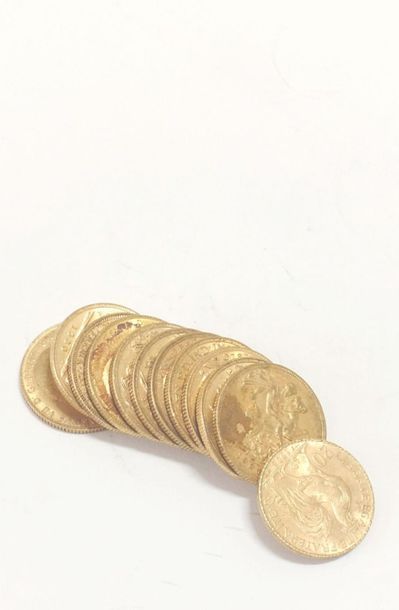 null Douze pièces de 20 FF en or.
Poids : 94,3 g.
# 

Frais acheteurs réduits à 10%...
