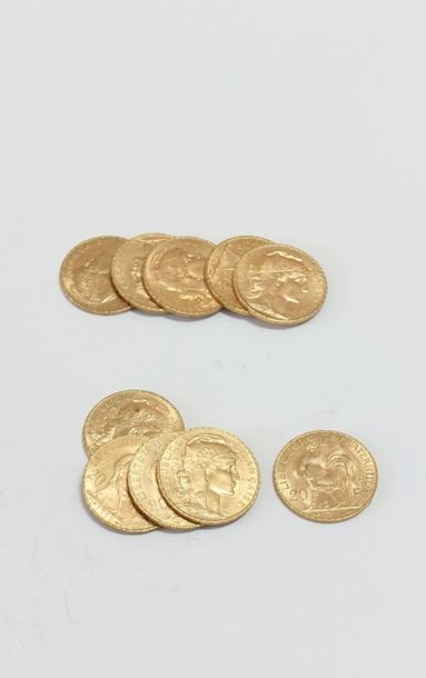 null Dix pièces de 20 FF en or.
Poids : 64,6 g.
#

Frais acheteurs réduits à 10%...