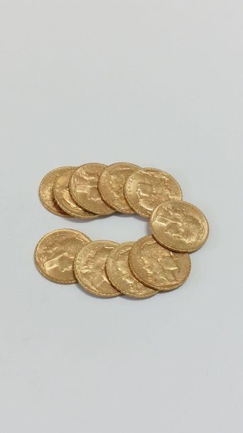 null Dix pièces de 20 FF en or.
Poids : 64,6 g.
#

Frais acheteurs réduits à 10%...