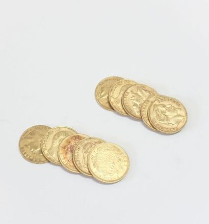 null Dix pièces de 20 FF en or.
Poids : 64,5 g.
#

Frais acheteurs réduits à 10%...