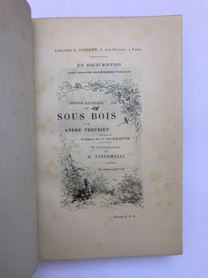 null THEURIET André. Sous-bois. Paris, L. Conquet ; G. Charpentier, 1883 ; in-8,...