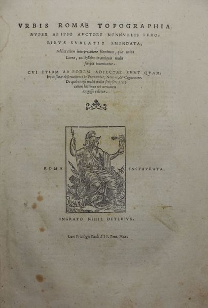 null MARLIANI Giovanni Bartholomeo. Urbis Romæ topographia. Rome, les frères Dorici,...