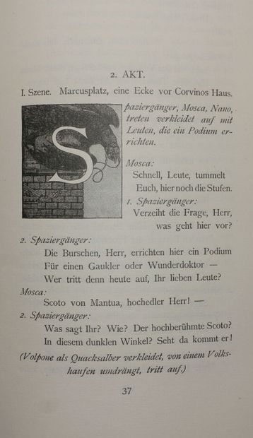 null JONSON Benjamin dit Ben. Volpone. Berlin, Bruno Cassirer, 1910 ; grand in-4,...