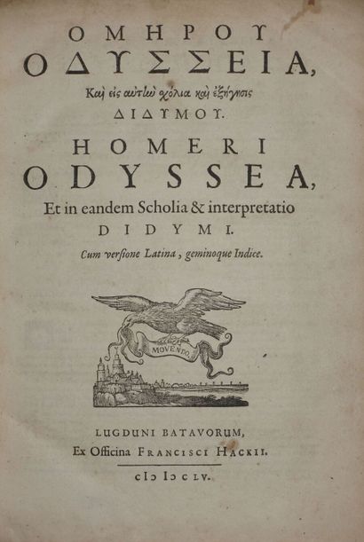 null HOMÈRE. Odyssea, et in eandem scholia & interpretatio Didymi Leide, Franciscus...