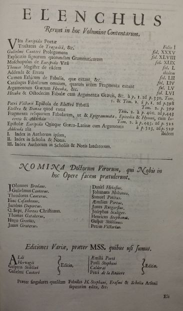 null EURIPIDE. Tragoediæ nempe XX Fragmenta Epistolæ V (Græce), Cambridge, John Hayes...