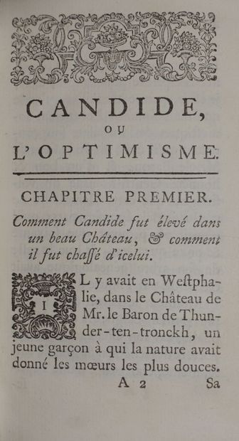 null [VOLTAIRE]. Candide, ou l'Optimisme, traduit de l'allemand. De Mr. le Docteur...