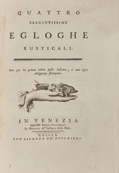 null PRINGLE Giovanni. Quattro elegantissime egloghe rusticali. Venise, Paolo Colombani,...