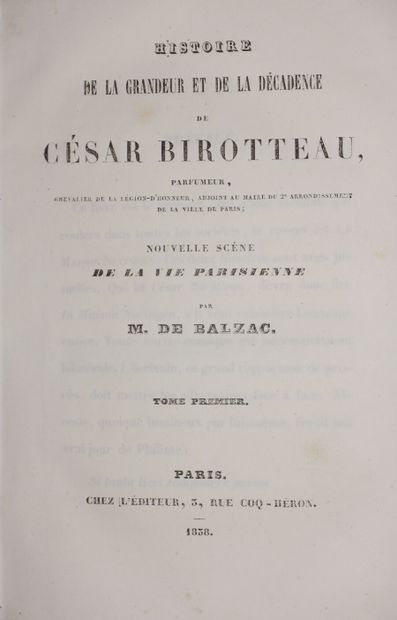 null BALZAC Honoré de. Histoire de la grandeur et de la décadence de César Birotteau,...