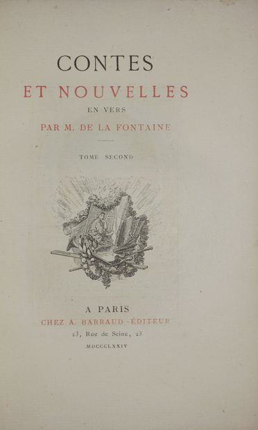 null LA FONTAINE Jean de. Contes et nouvelles. Paris, Barraud, 1874 ; 2 vol. in-8,...
