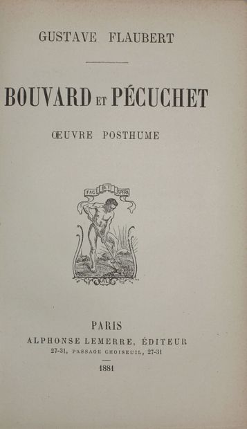 null FLAUBERT Gustave. Bouvard and Pécuchet. Posthumous work. Paris, Alphonse Lemerre,...