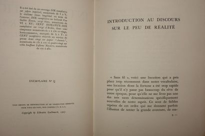null BRETON André. Introduction au discours sur le peu de réalité. Paris, Gallimard,...