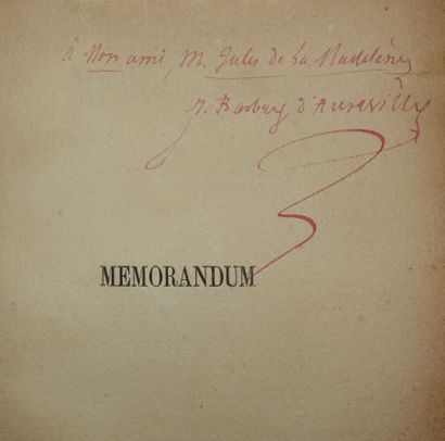 null BARBEY D'AUREVILLY Jules. Mémorandum. Caen, Imprimerie de A. Hardel, 1856 ;...