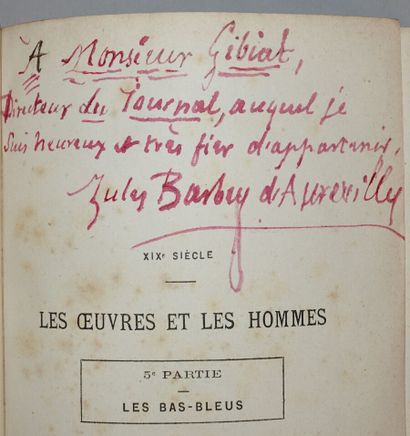 null BARBEY D'AUREVILLY Jules. Les Bas-Bleus. Paris, Victor Palmé ; Bruxelles, Lebrocquy,...