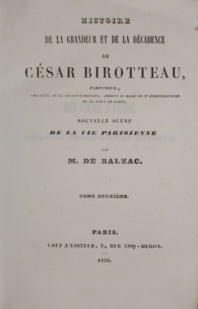 null BALZAC Honoré de. Histoire de la grandeur et de la décadence de César Birotteau,...