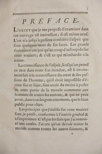 null [HELVETIUS Claude-Adrien]. De l'Esprit. Paris, Durand (Imprimerie Moreau, imprimeur...
