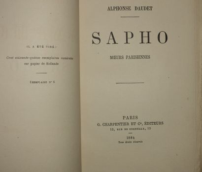 null DAUDET Alphonse. Sapho. Moeurs parisiennes. Paris, G. Charpentier et Cie, 1884...