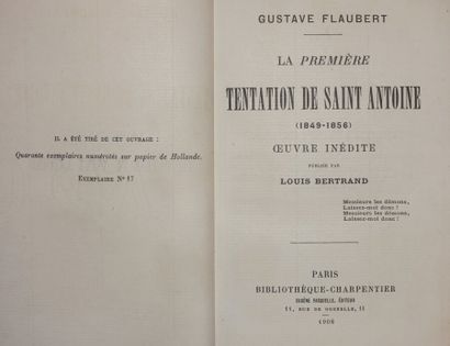  FLAUBERT Gustave. La première Tentation de saint Antoine. 1849-1856. OEuvre inédite...