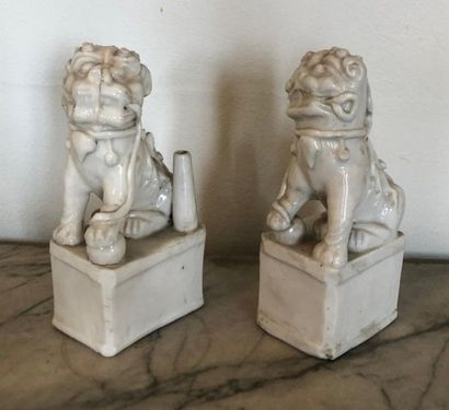 null Pair of Fo dogs in white porcelain from China
(accidents)
Top. : 12 cm