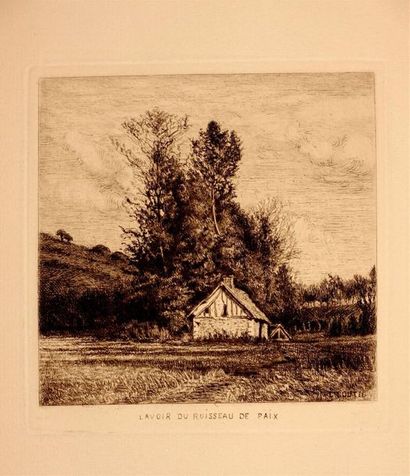 null Léon Coutil (1856-1943). Lavoir du ruisseau de paix. Gravure.
307 x 225 mm....