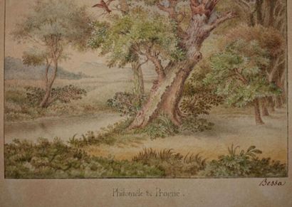 null Pancrace BESSA (1772-1846).
Philomèle et Progné.
Aquarelle, signée Bessa en...