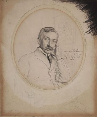 null Jean-Auguste VYBOUD (1872-1944).
Portrait d'homme dans un intérieur.
Dessin...