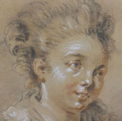 null French school.
Portrait of young woman in bust, in profile.
Pencil and sanguine...