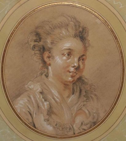 French school. Portrait of young woman in...