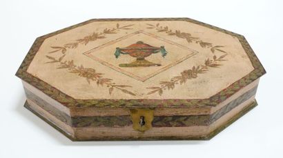 null Octagonal box made of painted sheet metal showing an urn in a frame.
(Small...