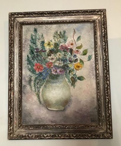 null RADDA - XXe siècle
Vase de fleurs 
Huile sur toile, signée en bas à droite
Haut....