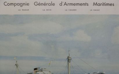 null Compagnie générale d'armements maritimes.
Haut. : 42,5 ; Larg. : 59 cm (à vue)
Encadrée,...
