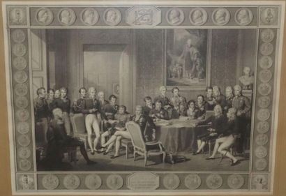 null Congress of Vienna.
Black Engraving. 
Top. 63 cm; Width: 85.5 cm at sight.
Framed,...