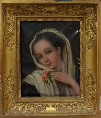 null Nineteenth century school.
Young girl.
Canvas.
(Loose canvas, scattered gaps,...