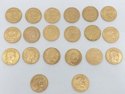 null Twenty pieces of 20 French Francs in gold.


Buyer's fees reduced to 8.5% HT...