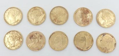 null Ten Victoria sovereigns (five in bun, three in scarf, two in crown). 


 Buyer's...