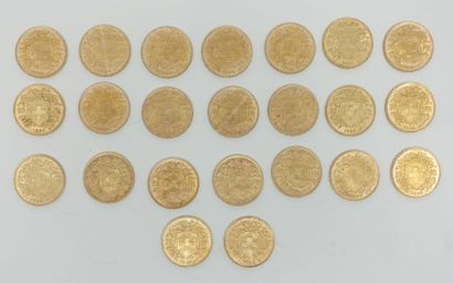 null Vingt-trois pièces de 20 Francs suisses en or.


Frais acheteur réduits à 8.5%...