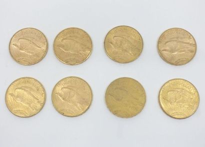 null Huit pièces de 20 Dollars U.S. (4 x 1910 ; 2 x 1913 ; 2 x 1915).


Frais acheteur...
