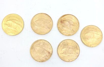 null Six pièces de 20 Dollars U.S. (3 x 1922 ; 2 x 1923 ; 1925).


Frais acheteur...